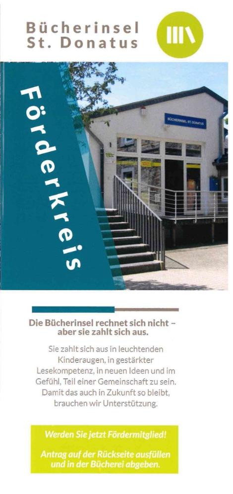 Förderkreis Bücherinsel Flyer (c) Bücherinsel St. Donatus