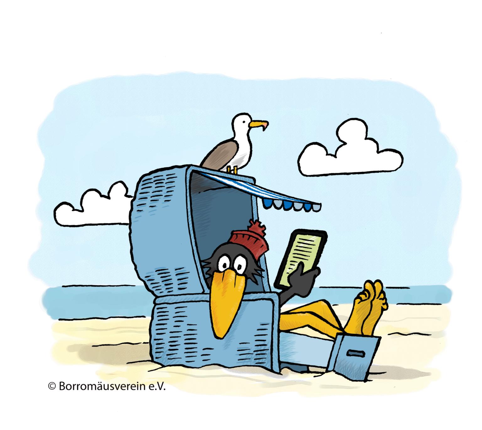 Bücherinsel Fridolin Strandkorb (c) Borromäus Verein